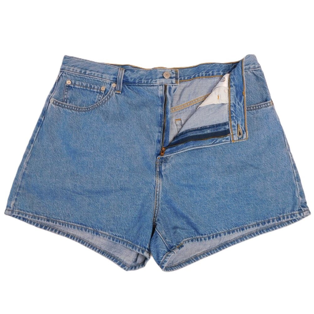 Levi's High Loose Light Blue High-Waist Denim Jean Shorts - Picture 2 of 9